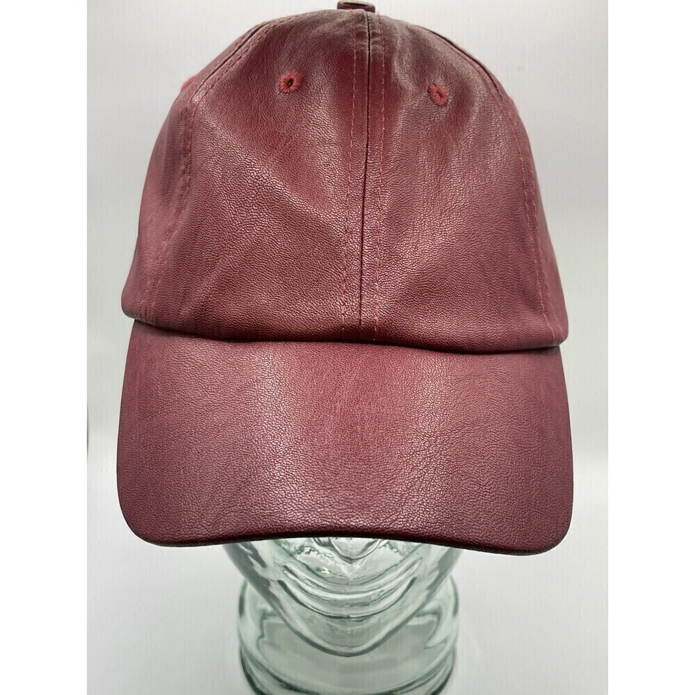 The Hatter Company Burgundy Faux Leather  Cap Hat  With Adjusting Strap